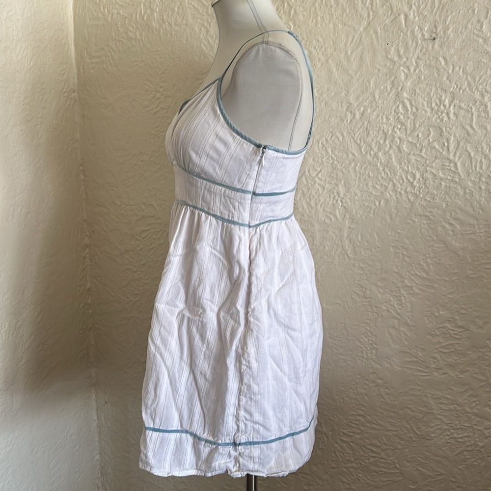 Vintage Forever 21 y2k 2000s White Empire Waist Light Blue Sun Mini Dress Medium - Picture 3 of 10